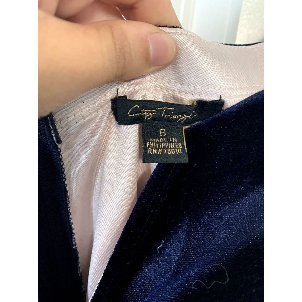 City Triangles Notched Off the Shoulder Blue Velvet Gown With Slit Size 6 - NWT - Picture 8 of 10